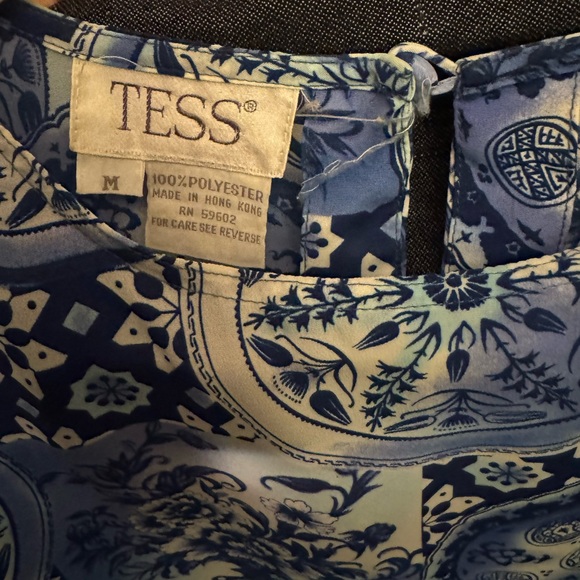 Floral vintage 80s Blue and Cream Skirt - Picture 9 of 10